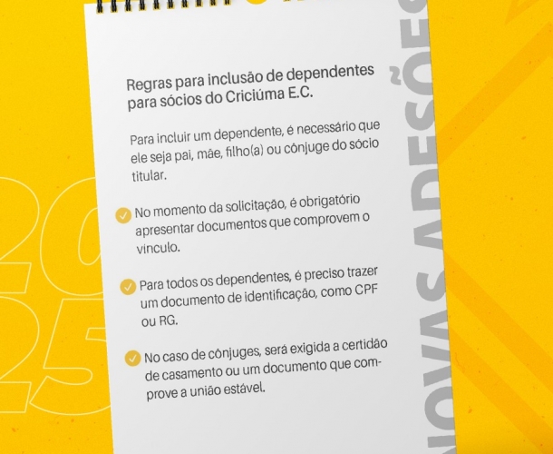 Inclusão de dependentes para sócios do Criciúma E.C.