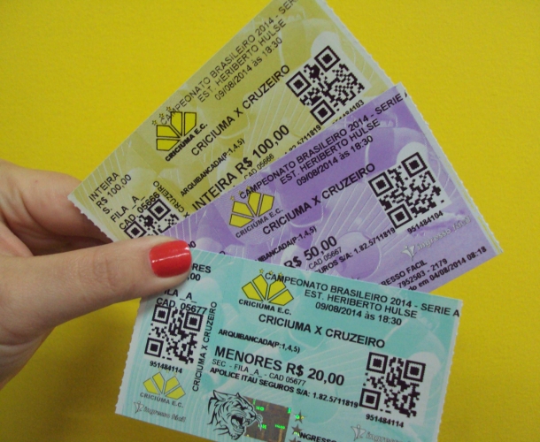 Ingressos à venda para o jogo contra o Cruzeiro