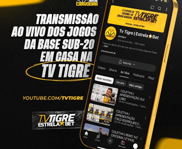 Jogos do Tigre na Série B Sub-20 terá transmissão da TV Tigre