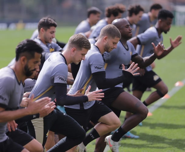 Treinamento físico e tático na manhã de quarta