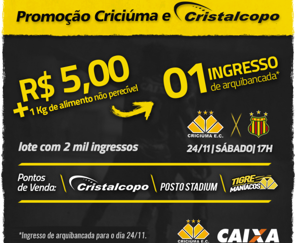 Promoção de ingresso em parceria de Tigre e Cristalcopo
