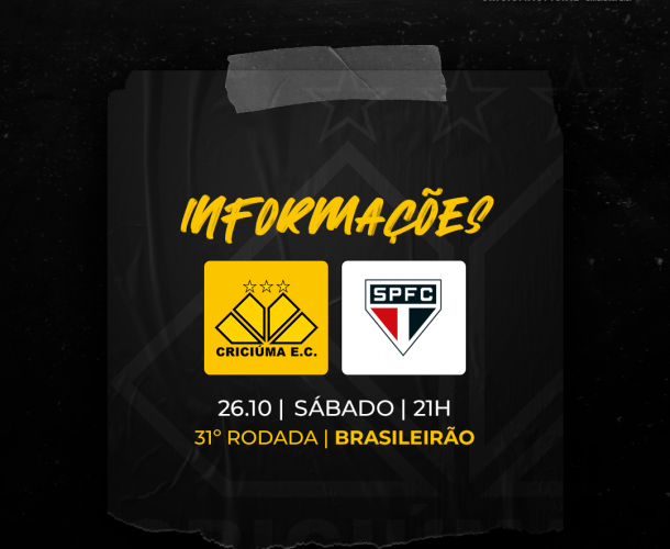 SERVIÇO DE JOGO PARA CRICIÚMA x SÃO PAULO