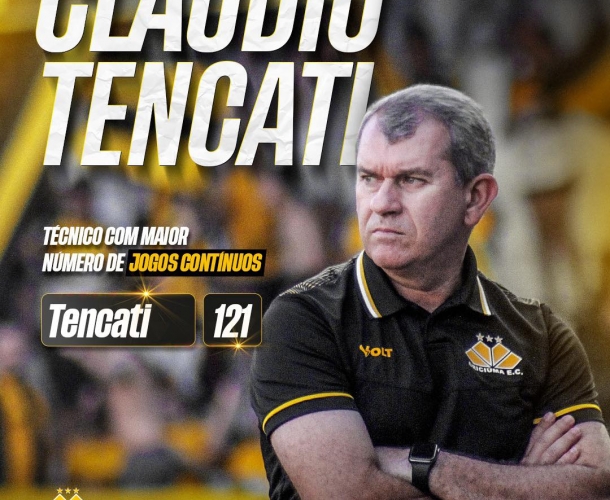 Tencati se torna o técnico com mais jogos contínuos 